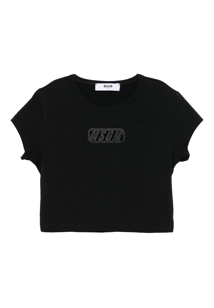 T-shirt cropped nera per bambina