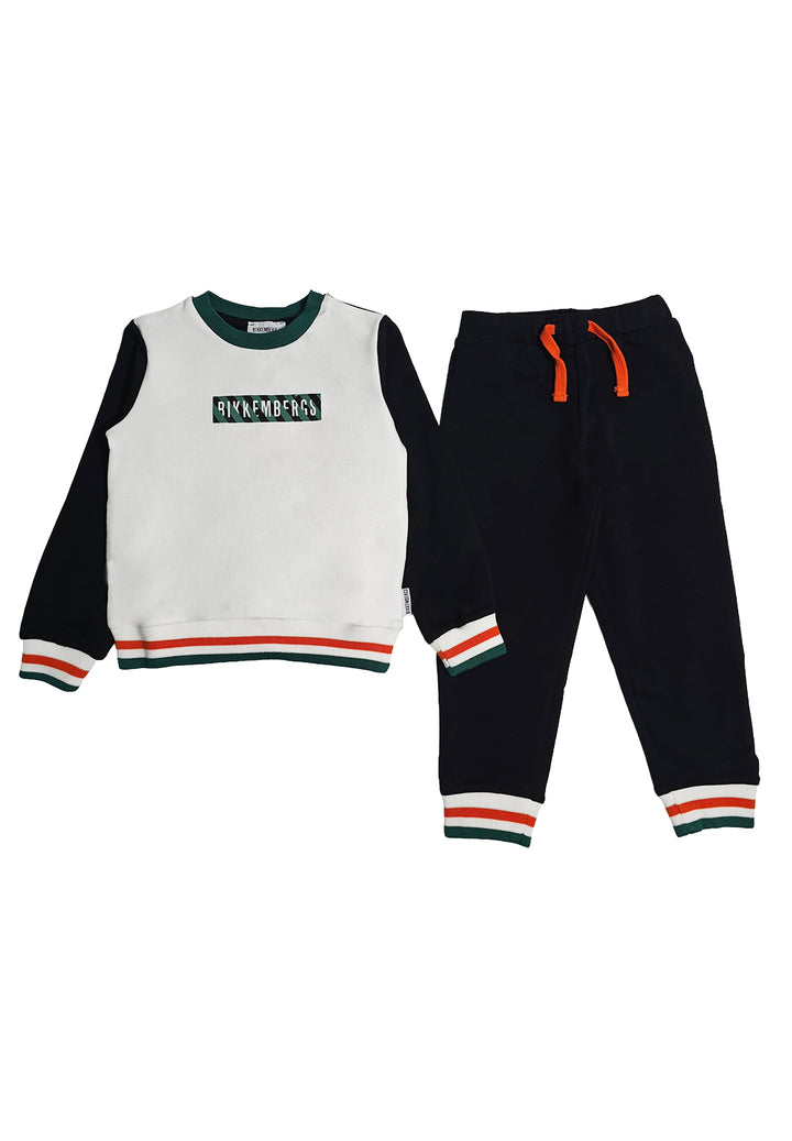 Completo felpa bianco-nero per neonato
