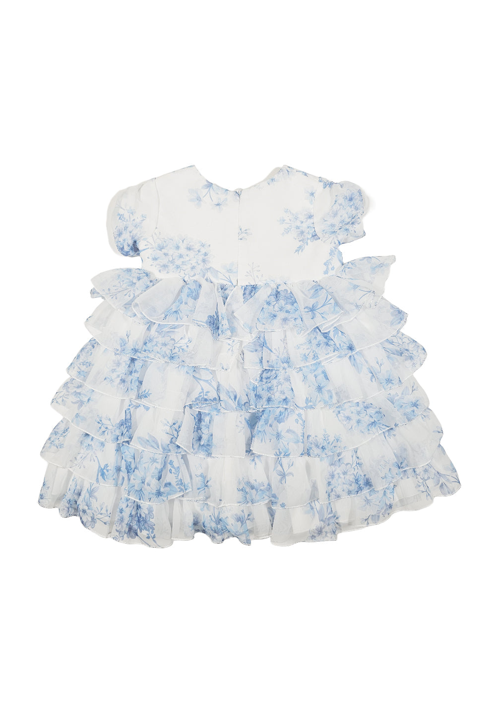 Weiß-hellblaues Kleid für neugeborene Mädchen
