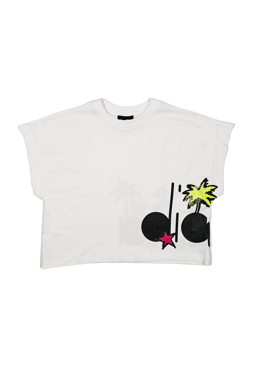 T-shirt cropped bianca per bambina - Primamoda kids