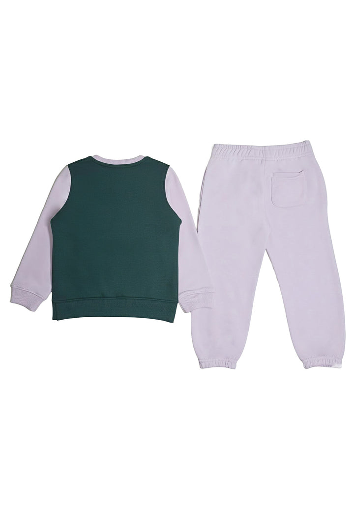 Completo felpa verde-lilla per bambina