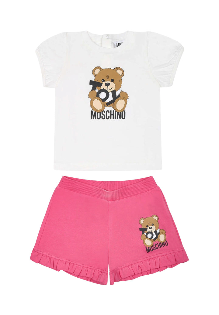 Completo bianco-fuxia per neonata