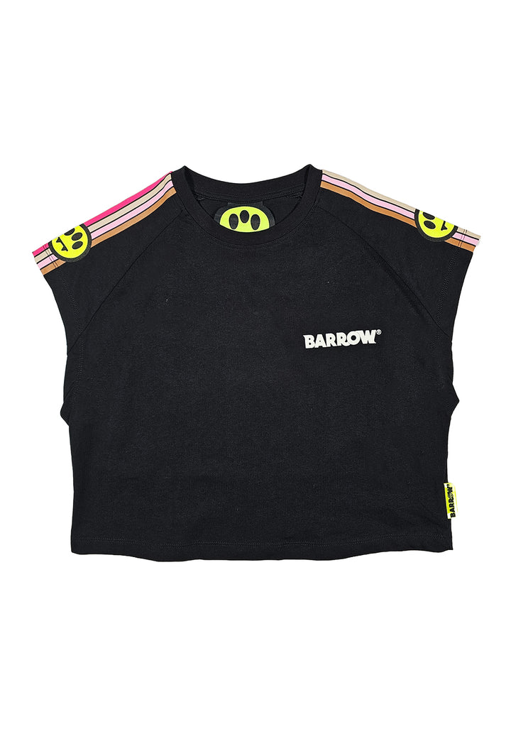 T-shirt cropped nera per bambina