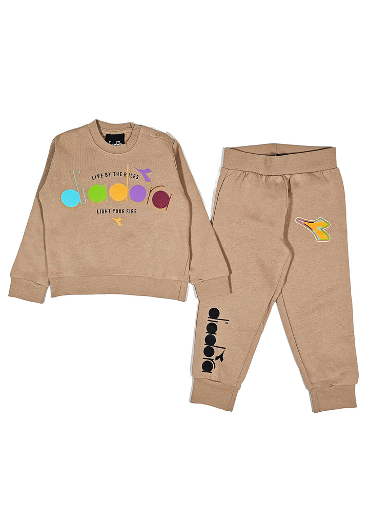 Beigefarbenes Sweatshirt-Set für Jungen