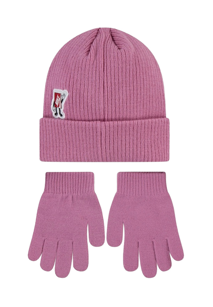Set cappello + guanti rosa per bambina