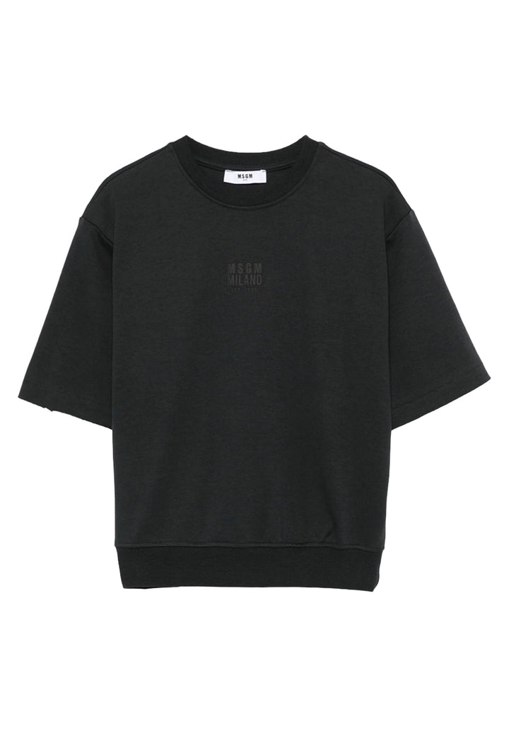 Felpa girocollo nera per bambina