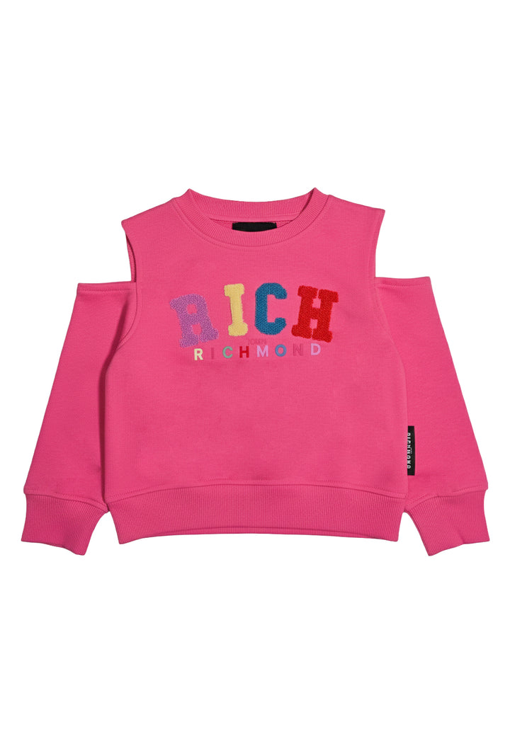 Felpa girocollo fuxia per bambina