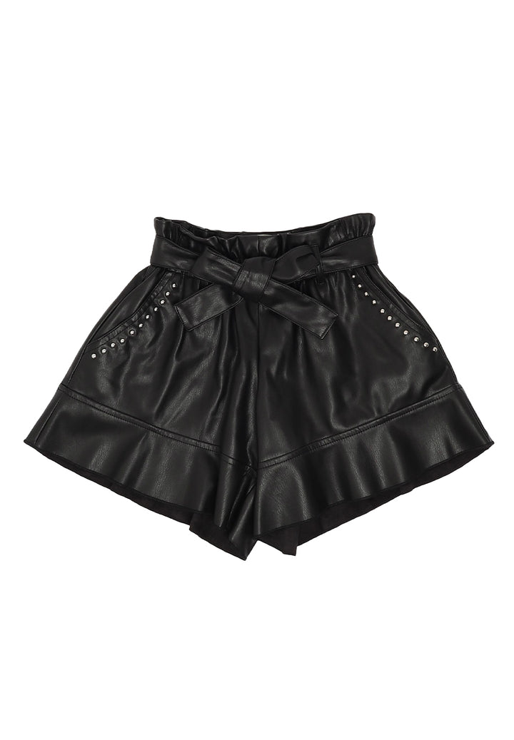 Shorts ecopelle nero per bambina