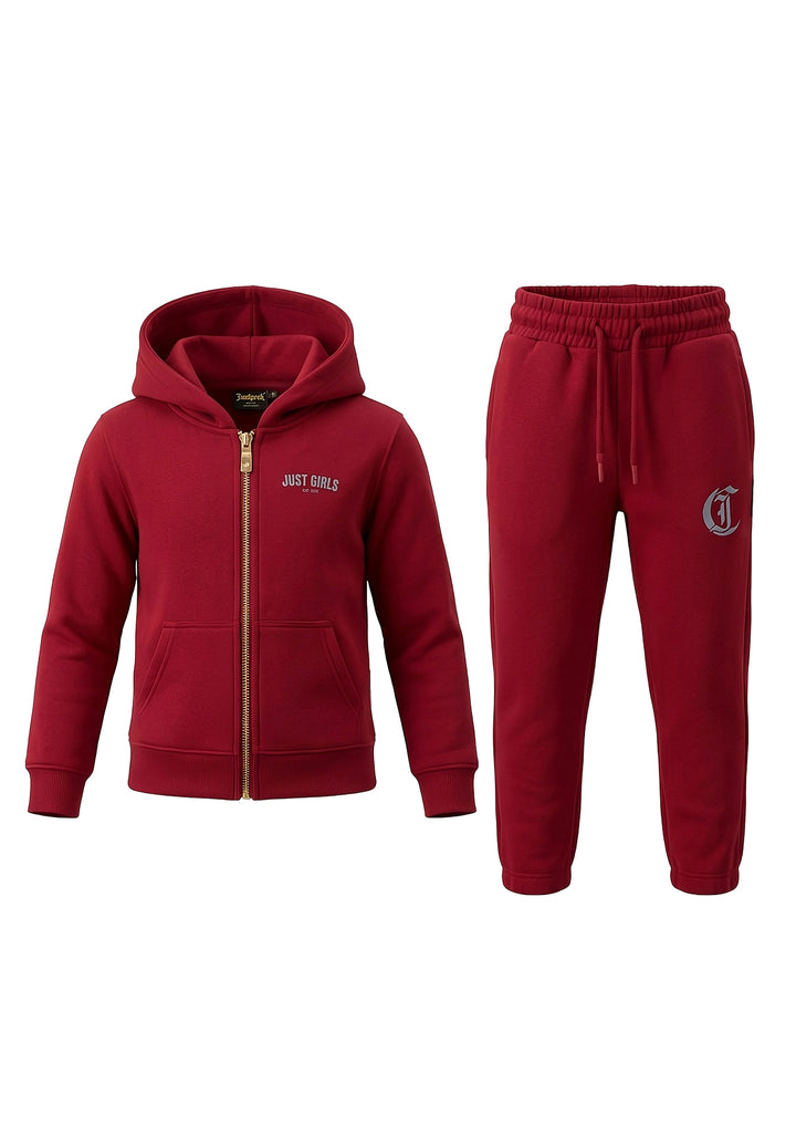 Completo felpa bordeaux per bambina