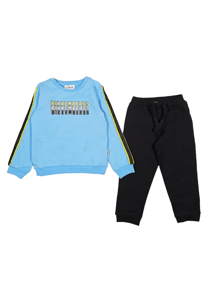 Hellblau-schwarzes Sweatshirt-Set für Jungen