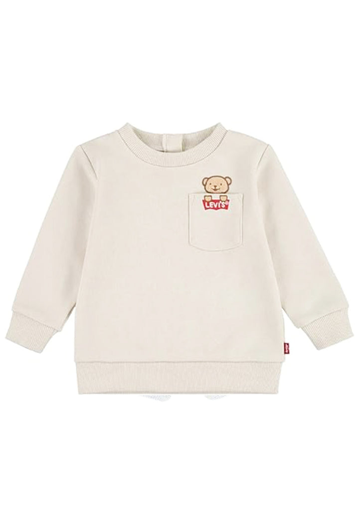 Sweat-shirt beige à col rond pour nouveau-nés