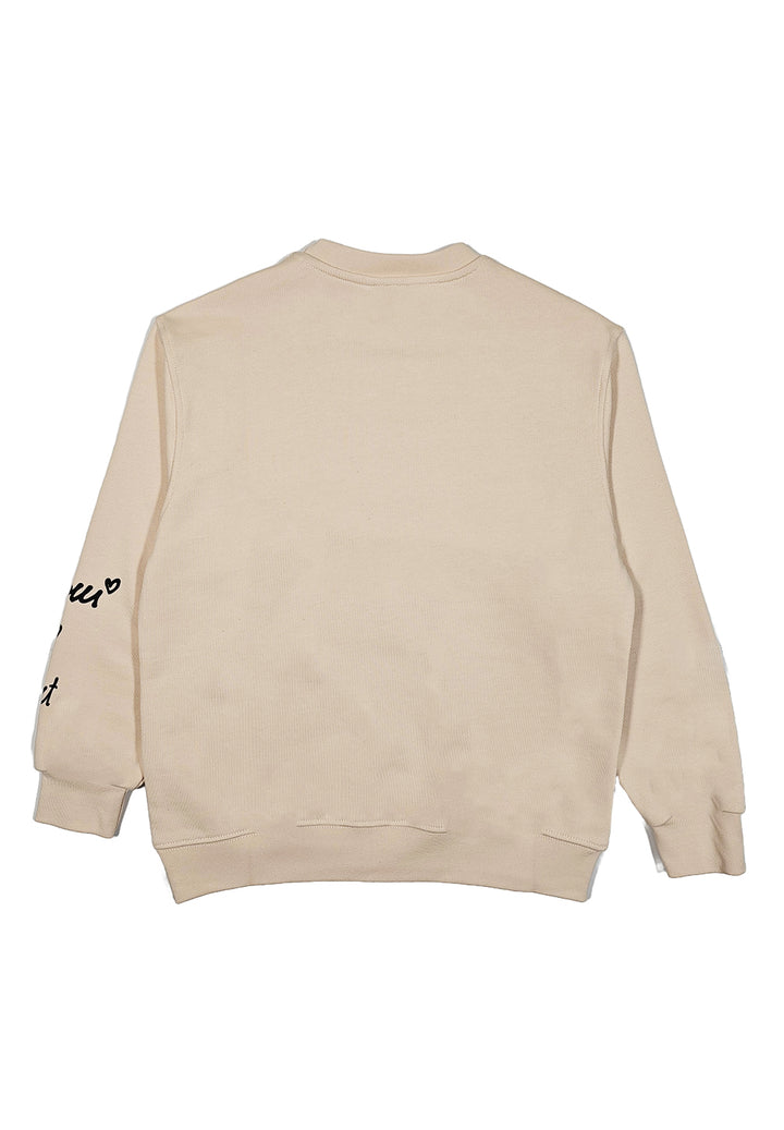 Sweat-shirt ras du cou crème pour fille