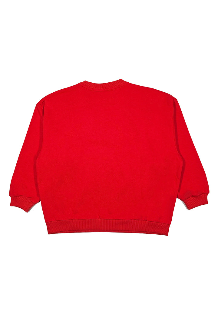 Felpa girocollo rossa per bambina