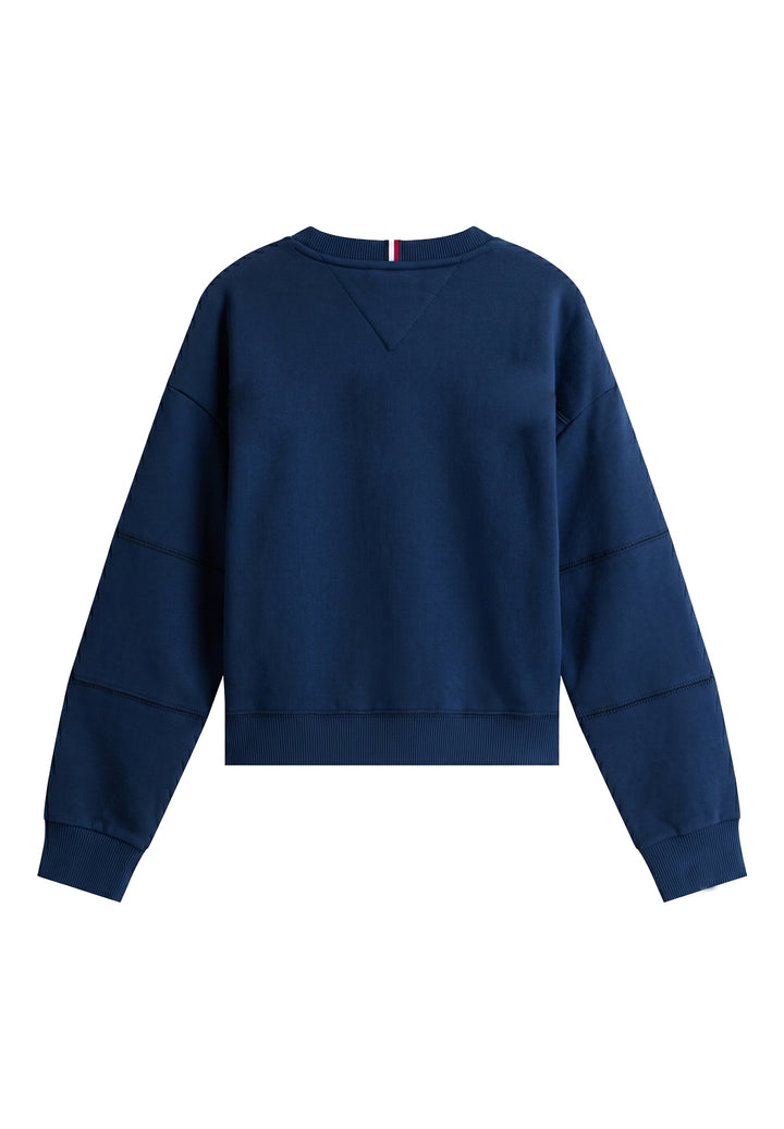 Felpa girocollo blu navy per bambina