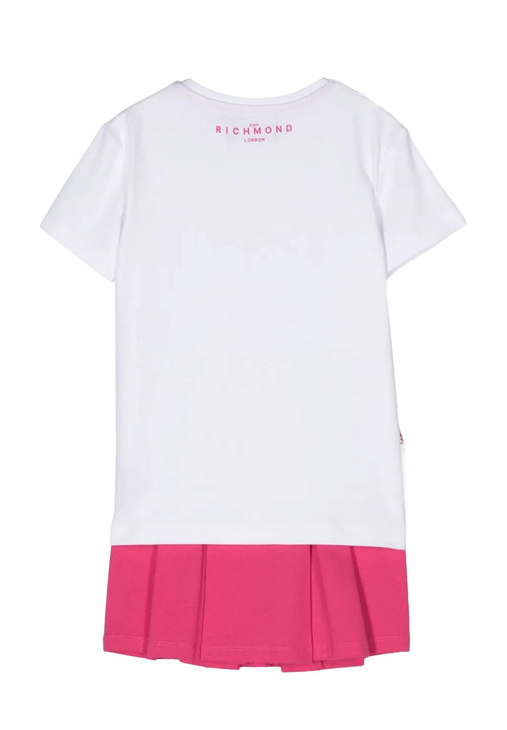 Completo bianco-fuxia per bambina