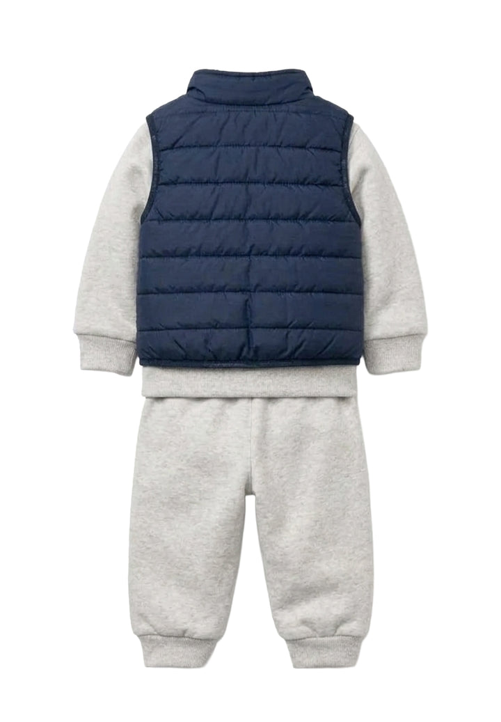 Completo 3 pezzi grigio-blu per neonato