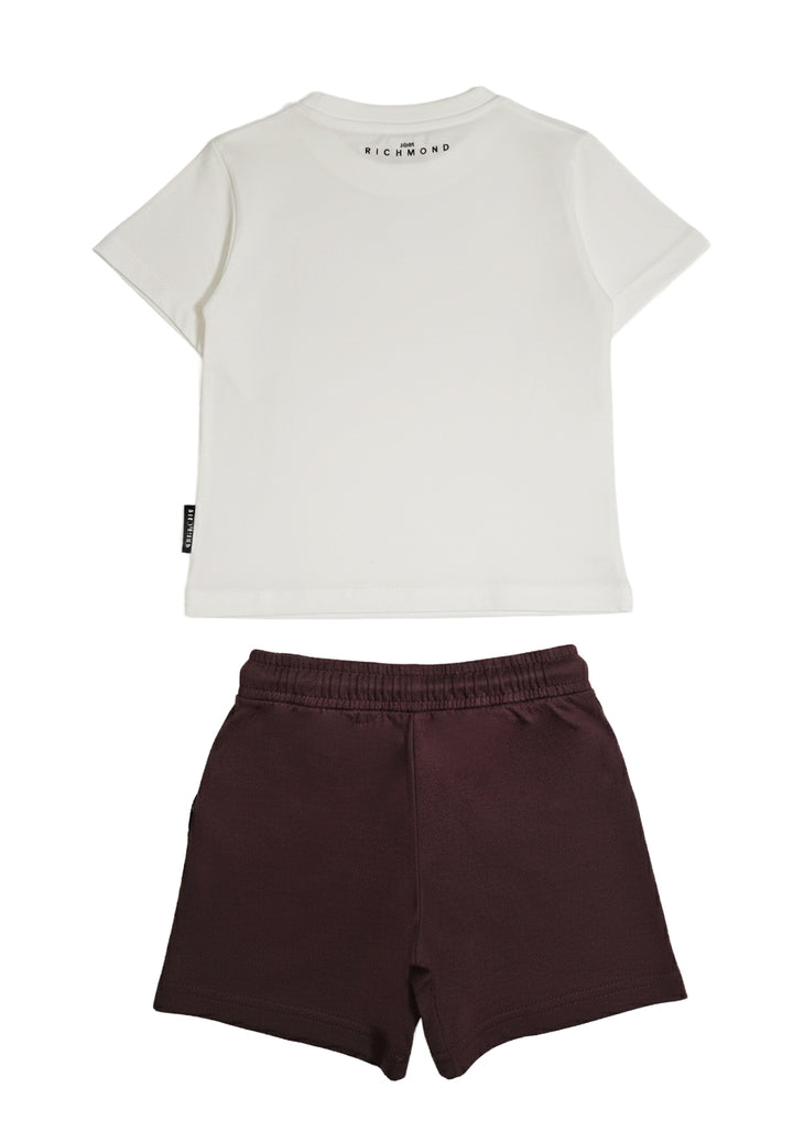 Completo bianco-marrone per bambino