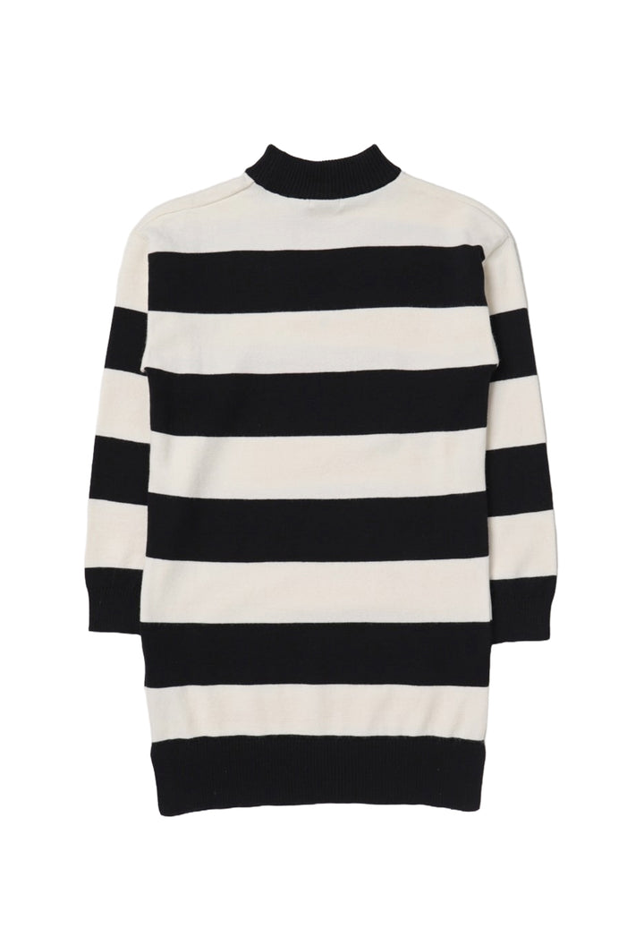 White-black knitted dress for girls