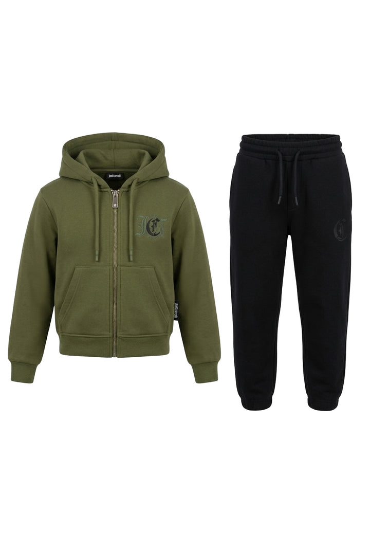 Completo felpa verde-nero per bambino