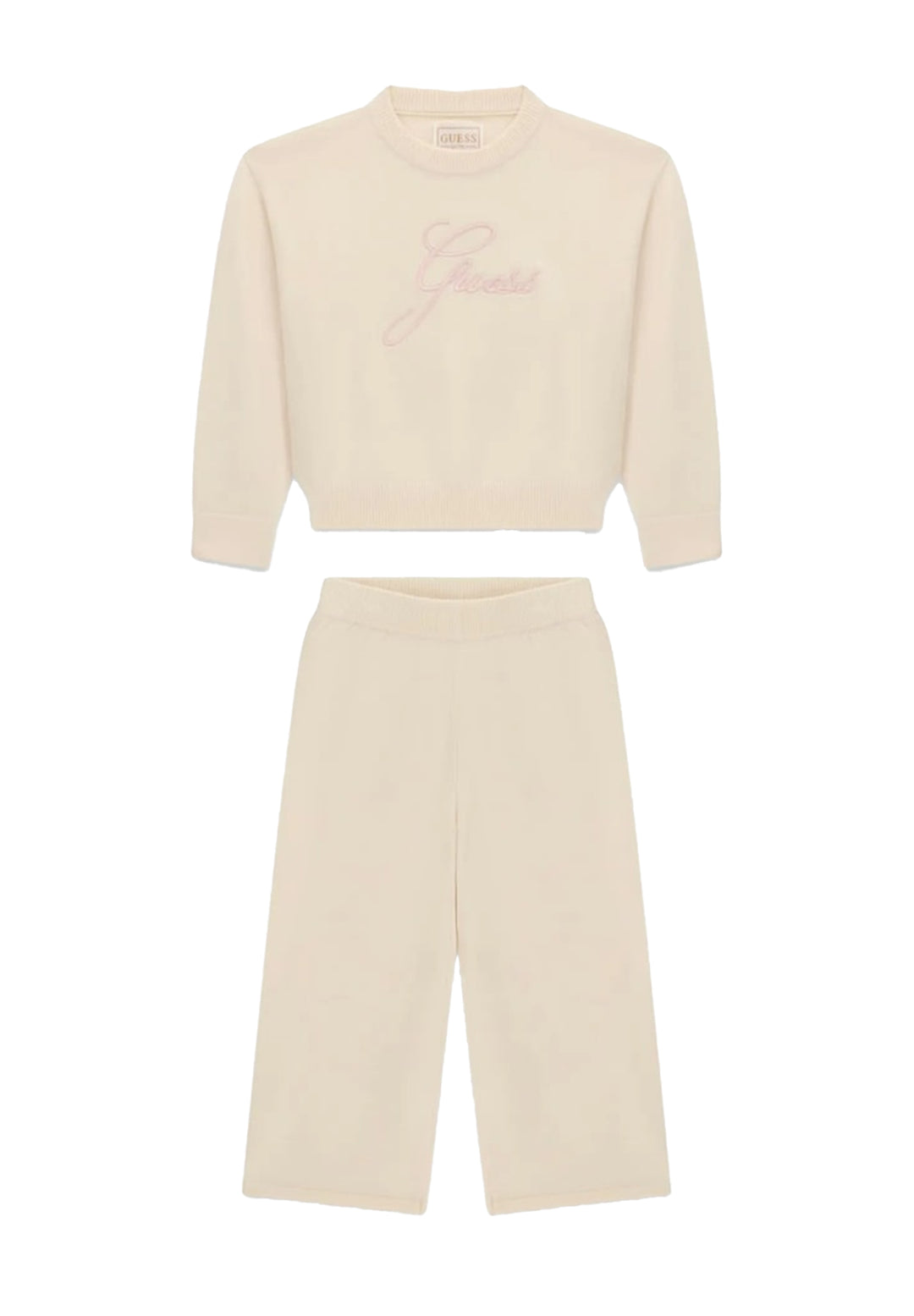 Completo in maglia beige per bambina