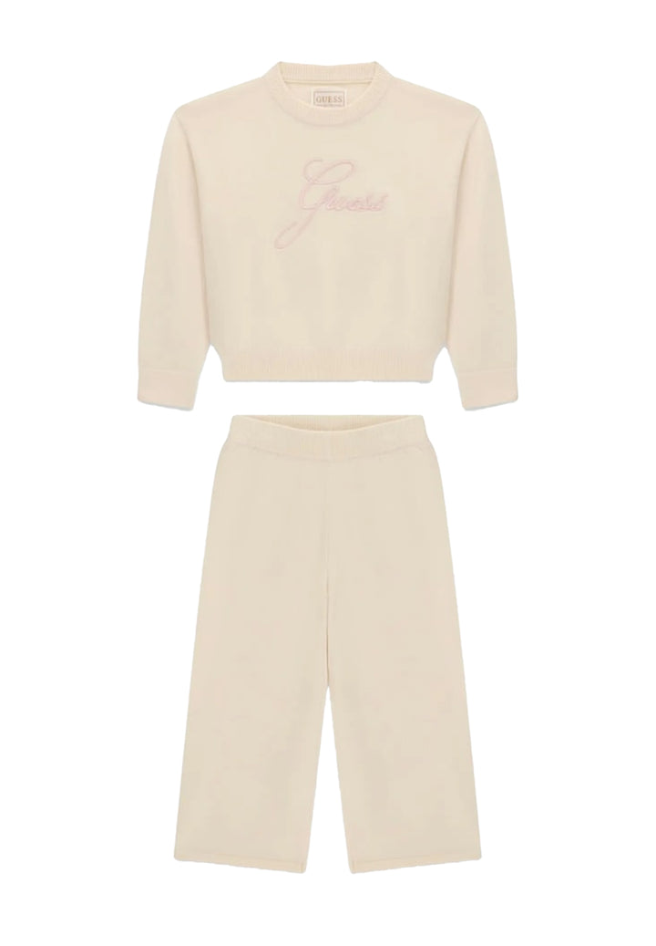 Completo in maglia beige per bambina