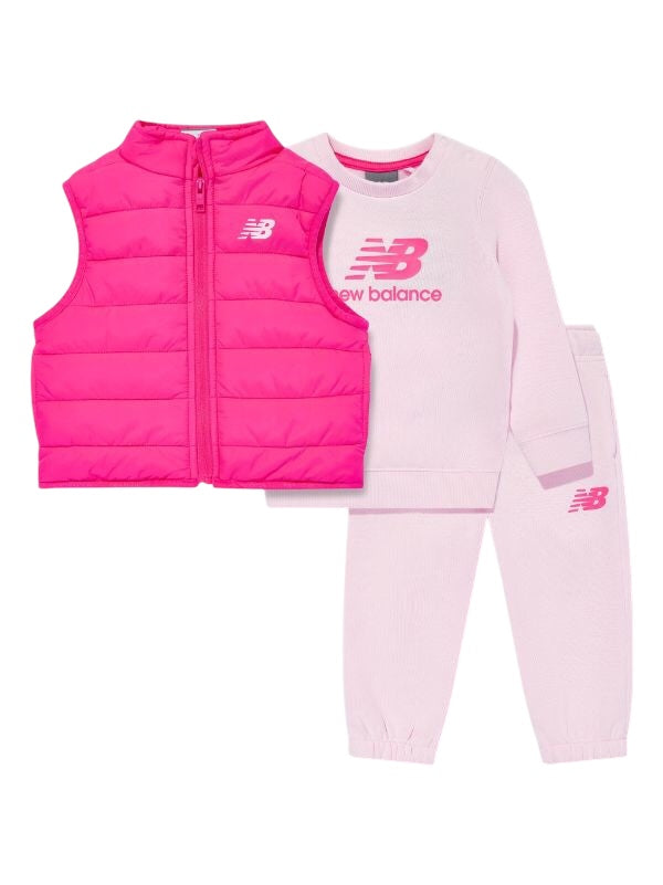 Completo felpa + gilet rosa per bambina