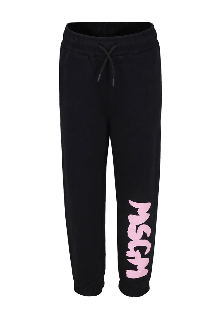Pantalone felpa nero-rosa per bambina