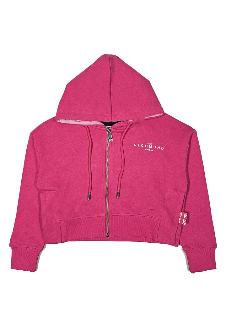 Felpa zip fuxia per bambina