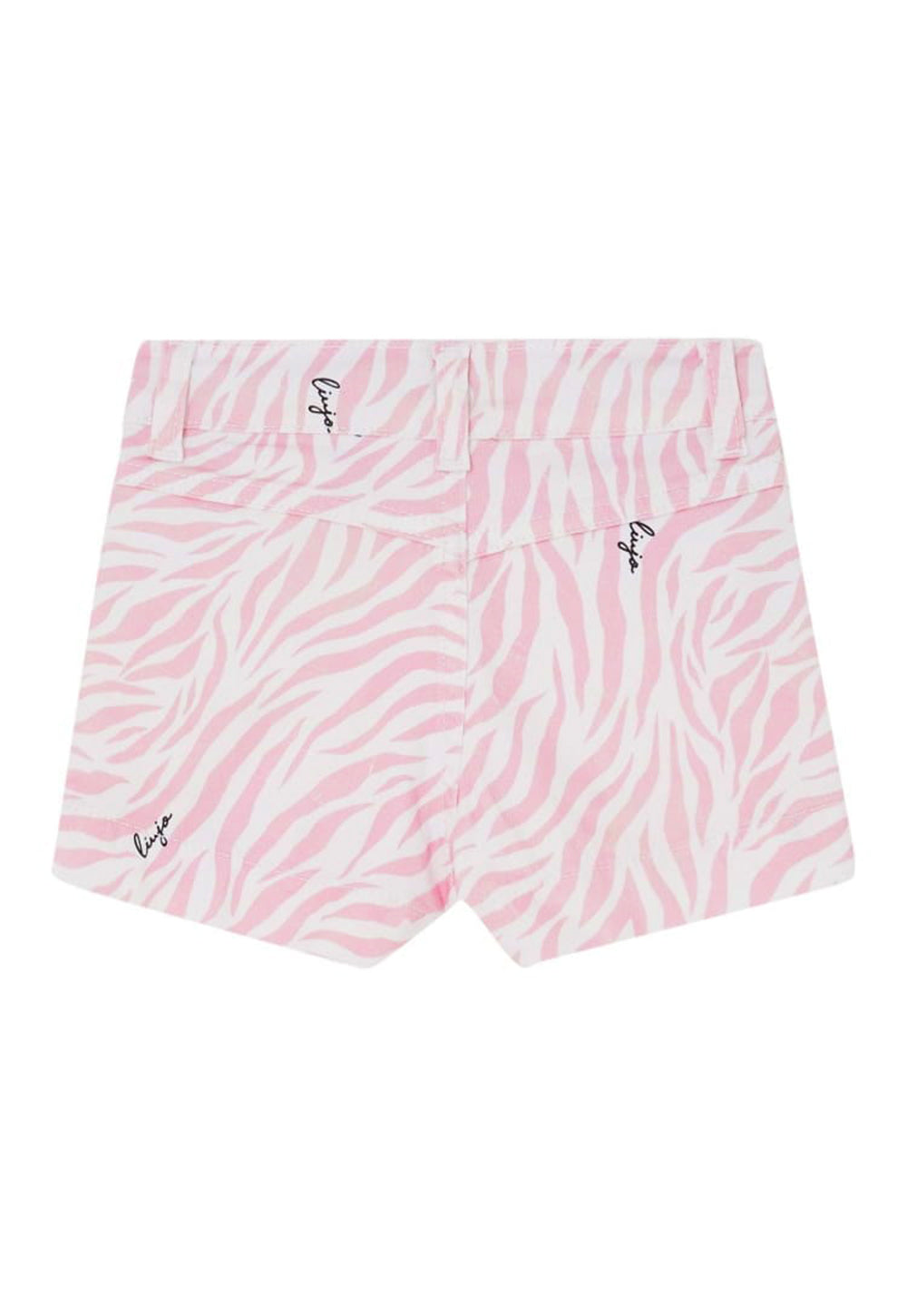 Short denim bianco-rosa per neonata