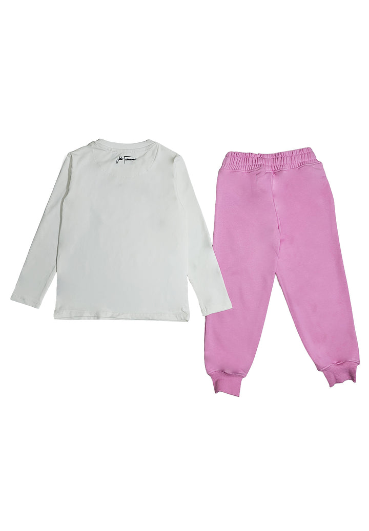 Completo bianco-rosa per bambina