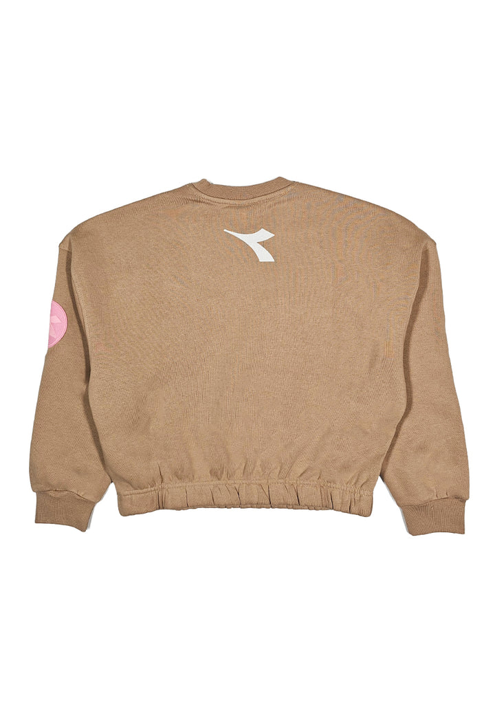 Beige crewneck sweatshirt for girls