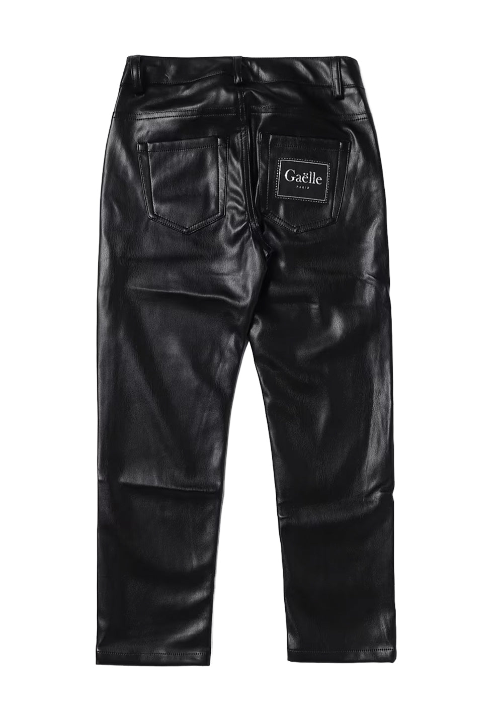 Black eco-leather trousers for girls