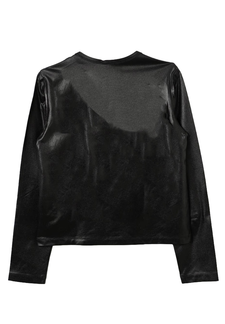 T-shirt ecopelle nera per bambina
