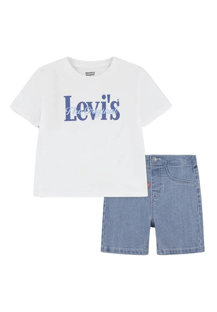 Completo bianco-blu denim per neonato