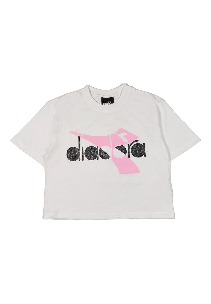 T-shirt cropped bianca per bambina