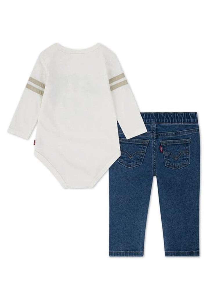 Completo bianco-blu denim per neonato