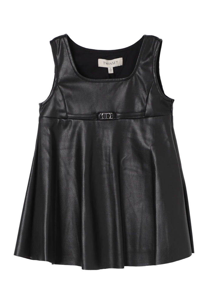 Vestito ecopelle nero per bambina
