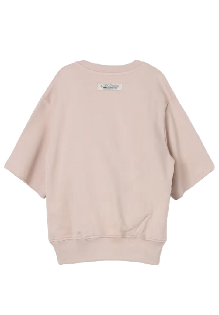 Felpa girocollo beige per bambina