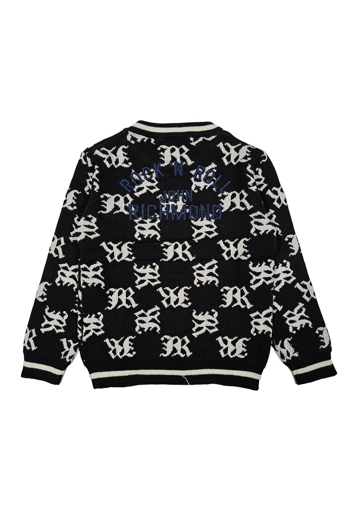 Black crew neck sweater for boys