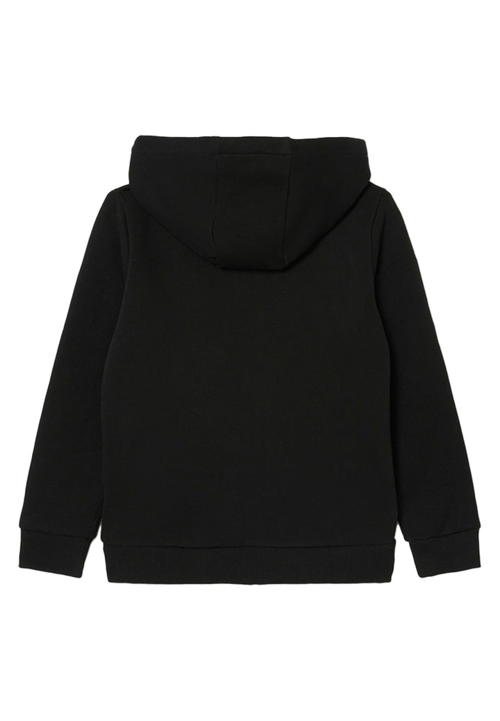 Felpa zip con cappuccio nera per bambino