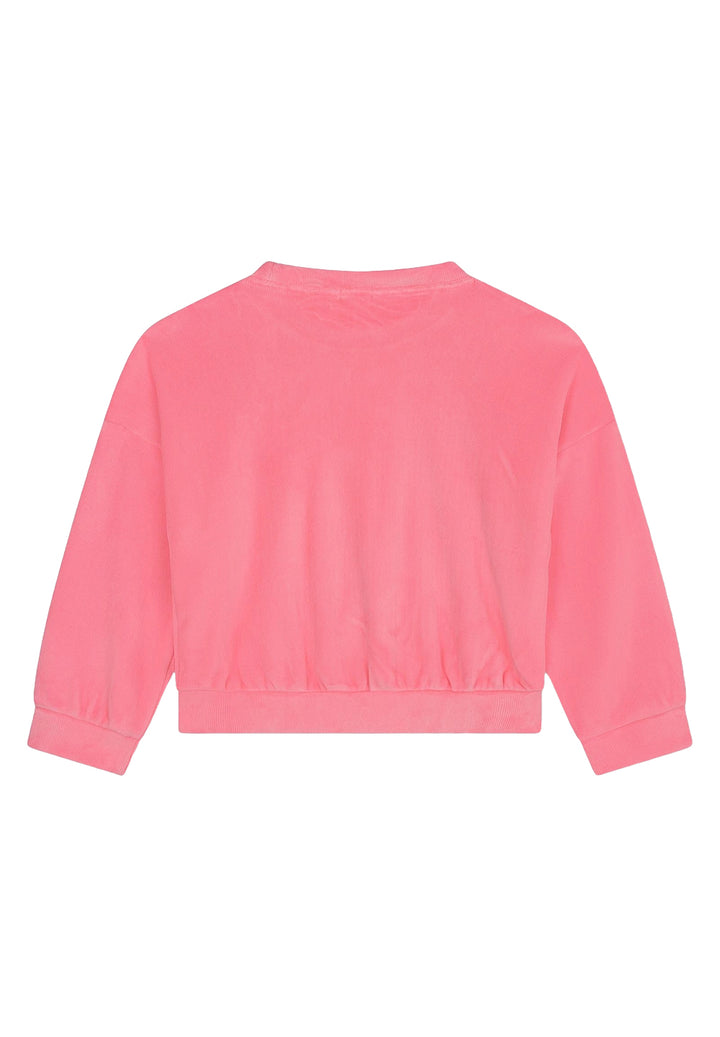 Rosa Chenille-Sweatshirt mit Rundhalsausschnitt für Mädchen