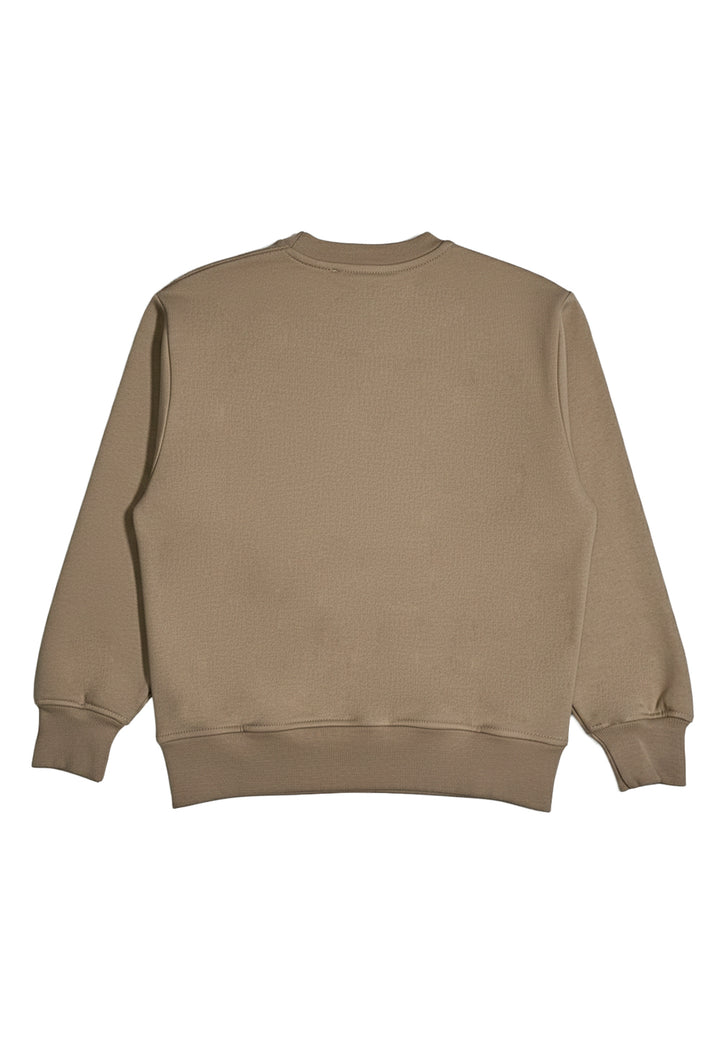 Felpa girocollo marrone per bambino