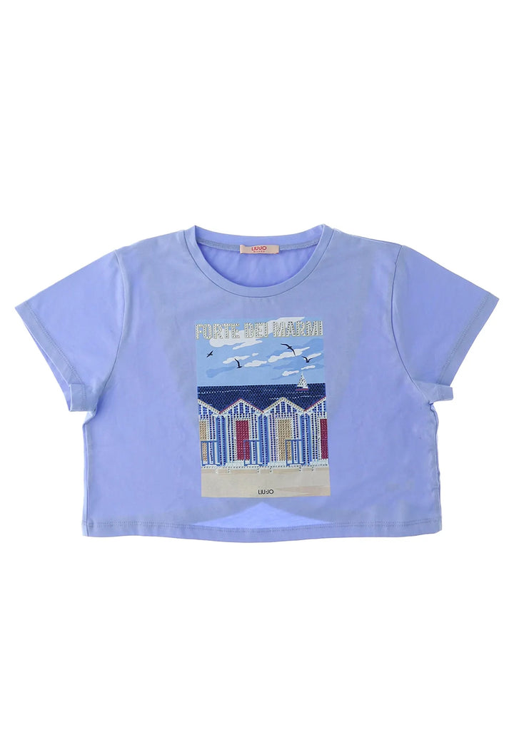 T-shirt blu per bambina