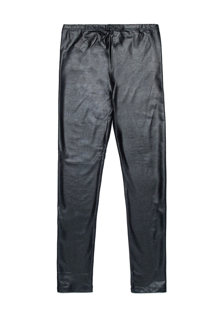 Leggings ecopelle nera per bambina
