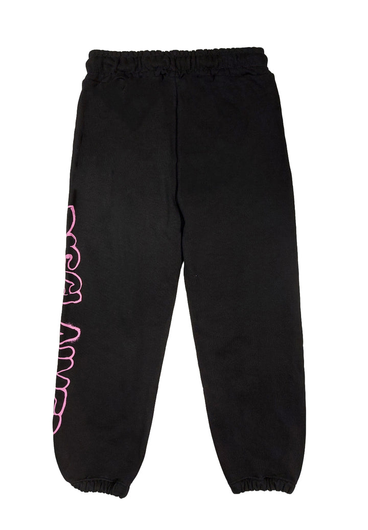 Pantalone felpa nero-rosa per bambina