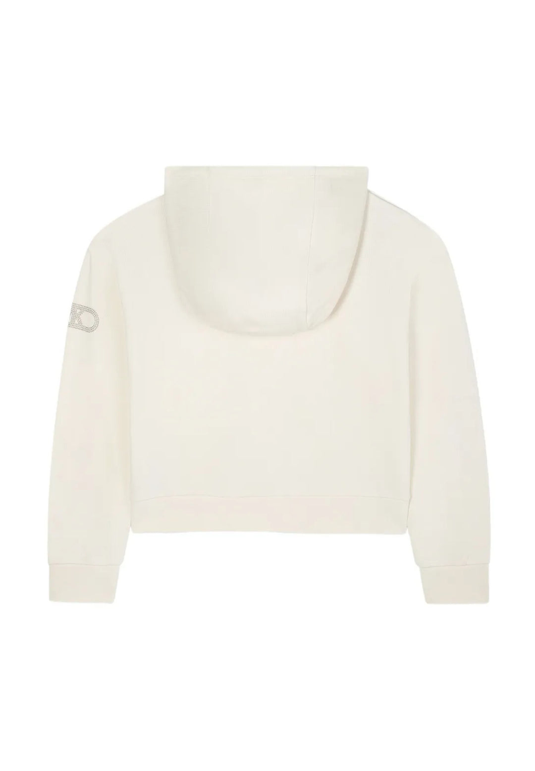 Felpa zip con cappuccio crema per bambina