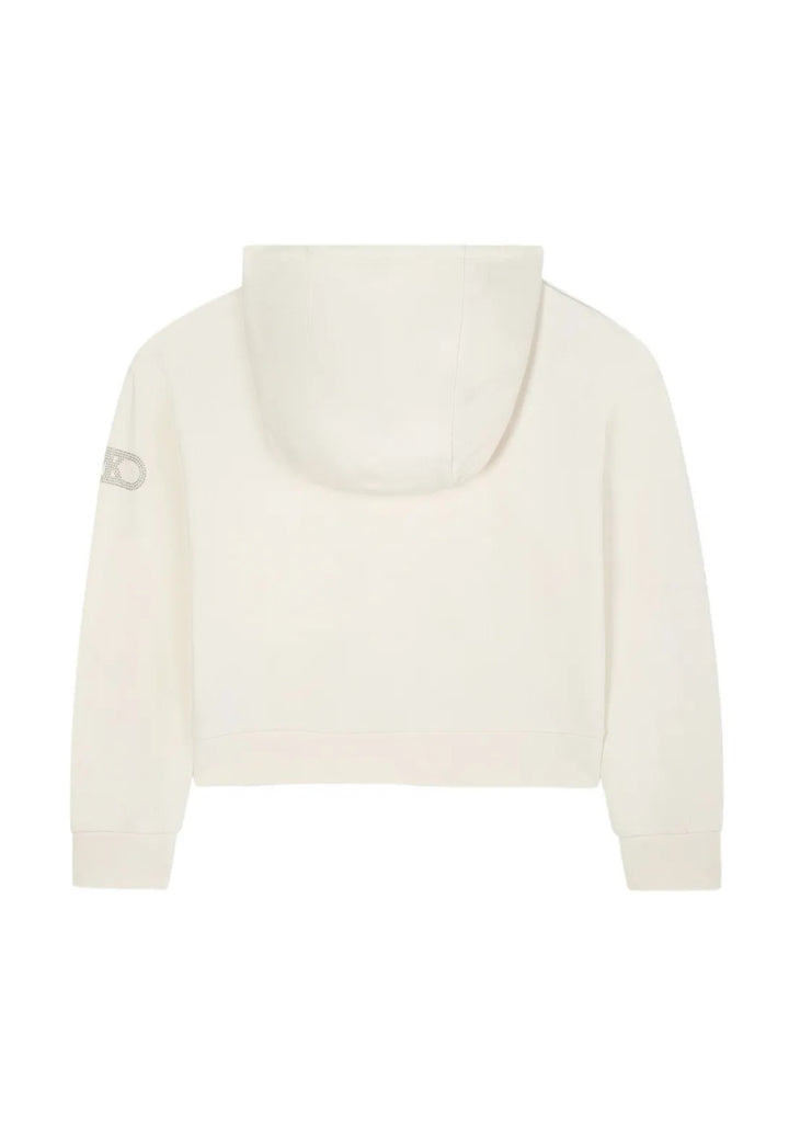 Felpa zip con cappuccio crema per bambina