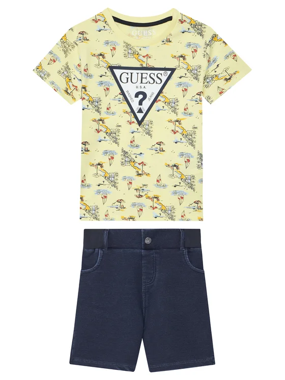 Completo giallo-blu denim per bambino