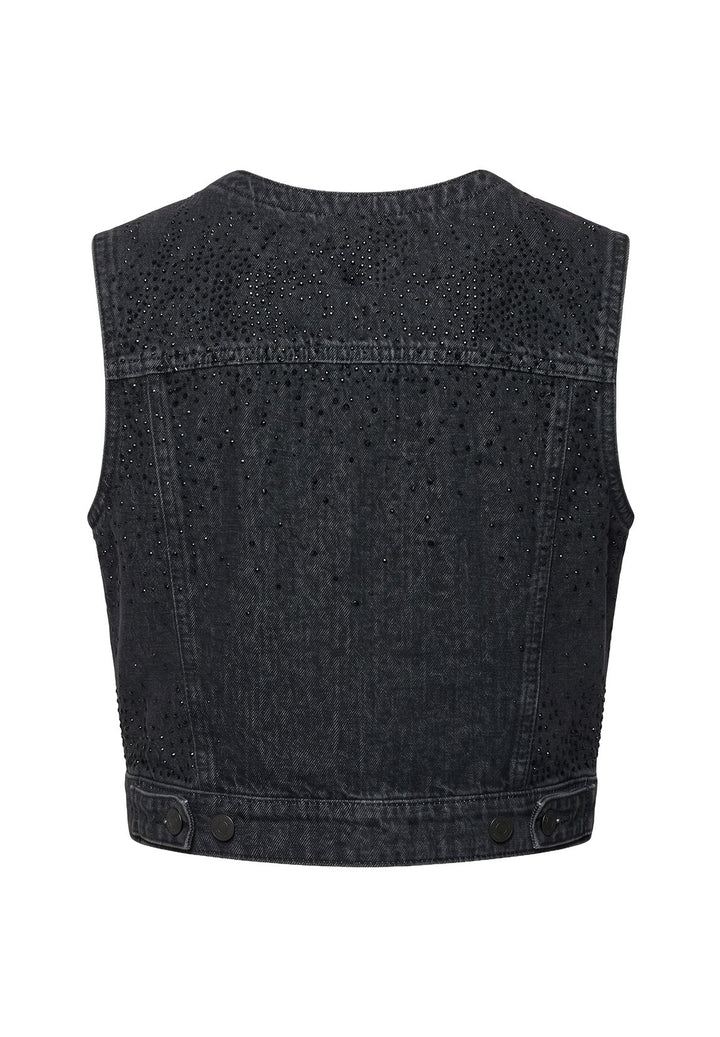 Gilet denim nero per bambina