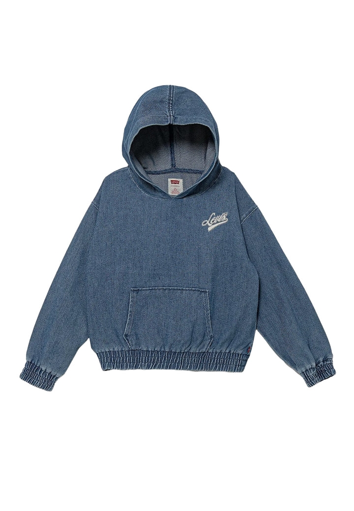 Felpa cappuccio blu denim per bambina